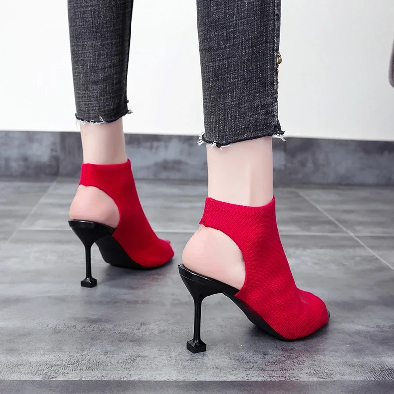 Roman Spring Peep toe heel High Heels Sandals Cool boots Pumps Knit classics Shoes Sexy Women party shoes Wedding Slingbacks