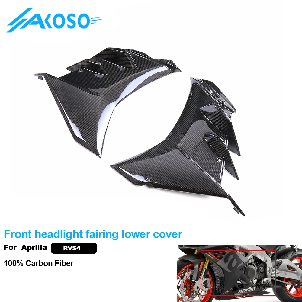 

AKOSO 3K 3*3 Carbon Fiber Motorcycle Accessories Front Headlight Fairing Lower Cover Frame Fairing for Aprilia RSV4 2021+