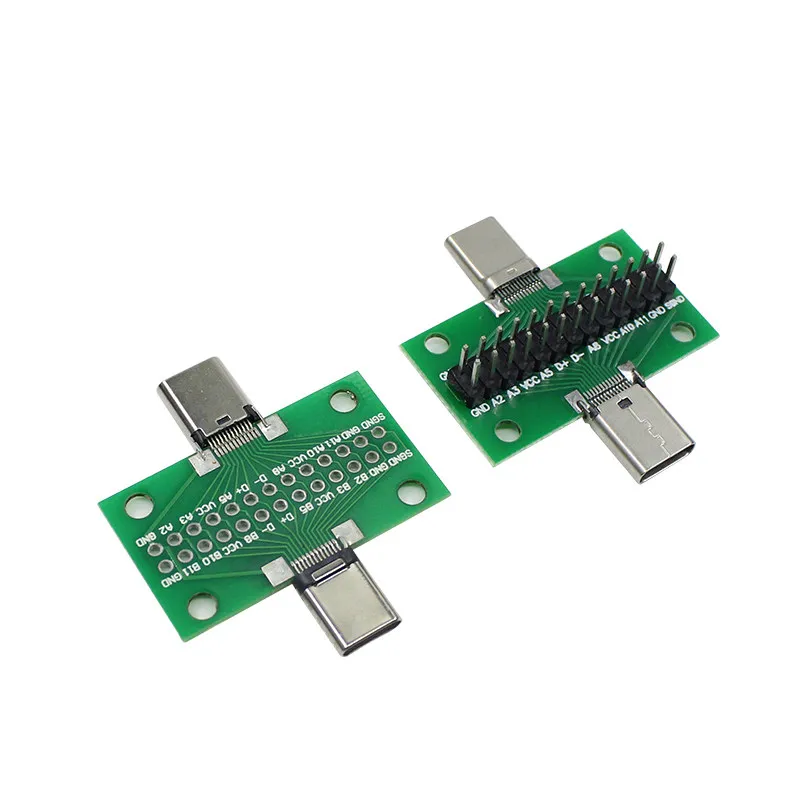 USB-C Test Board, 24Pin with Pin Headers, Male/Female, USB 3.1 Adapter Board, Min Order 5 Pcs