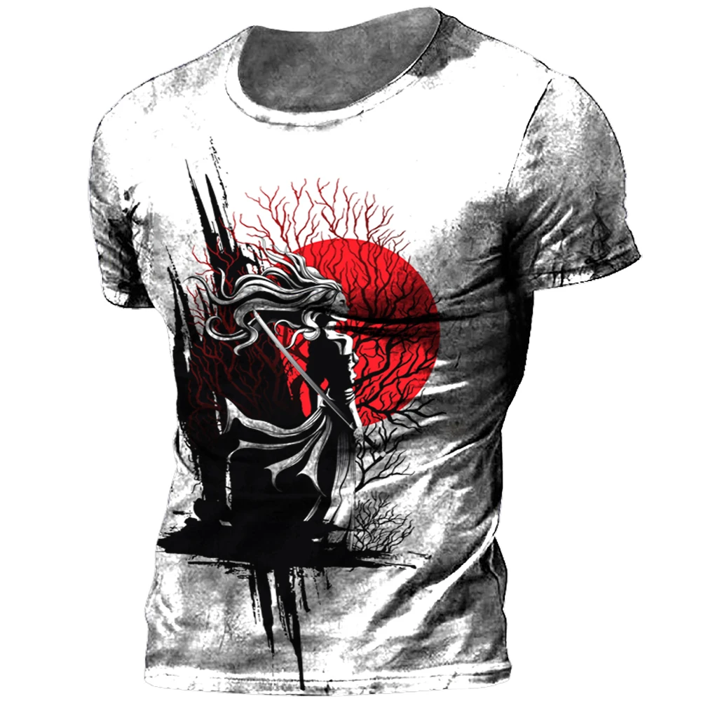 T-shirt Samurai giapponese 3D Japan Style Print magliette a maniche corte T-shirt Casual da uomo retrò T-shirt oversize Vintage abbigliamento da uomo