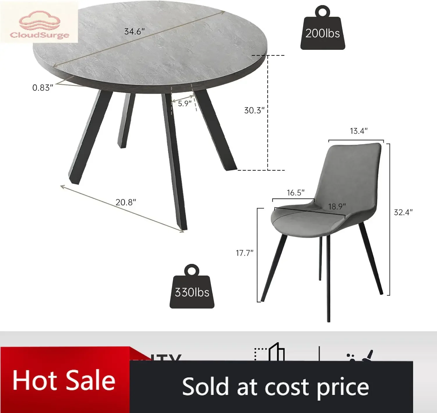 

Activity priceRound Dining Table Set, Mid Century Modern Small Round Dining Table Set, Saving Space (Table + 4 Grey Chairs)