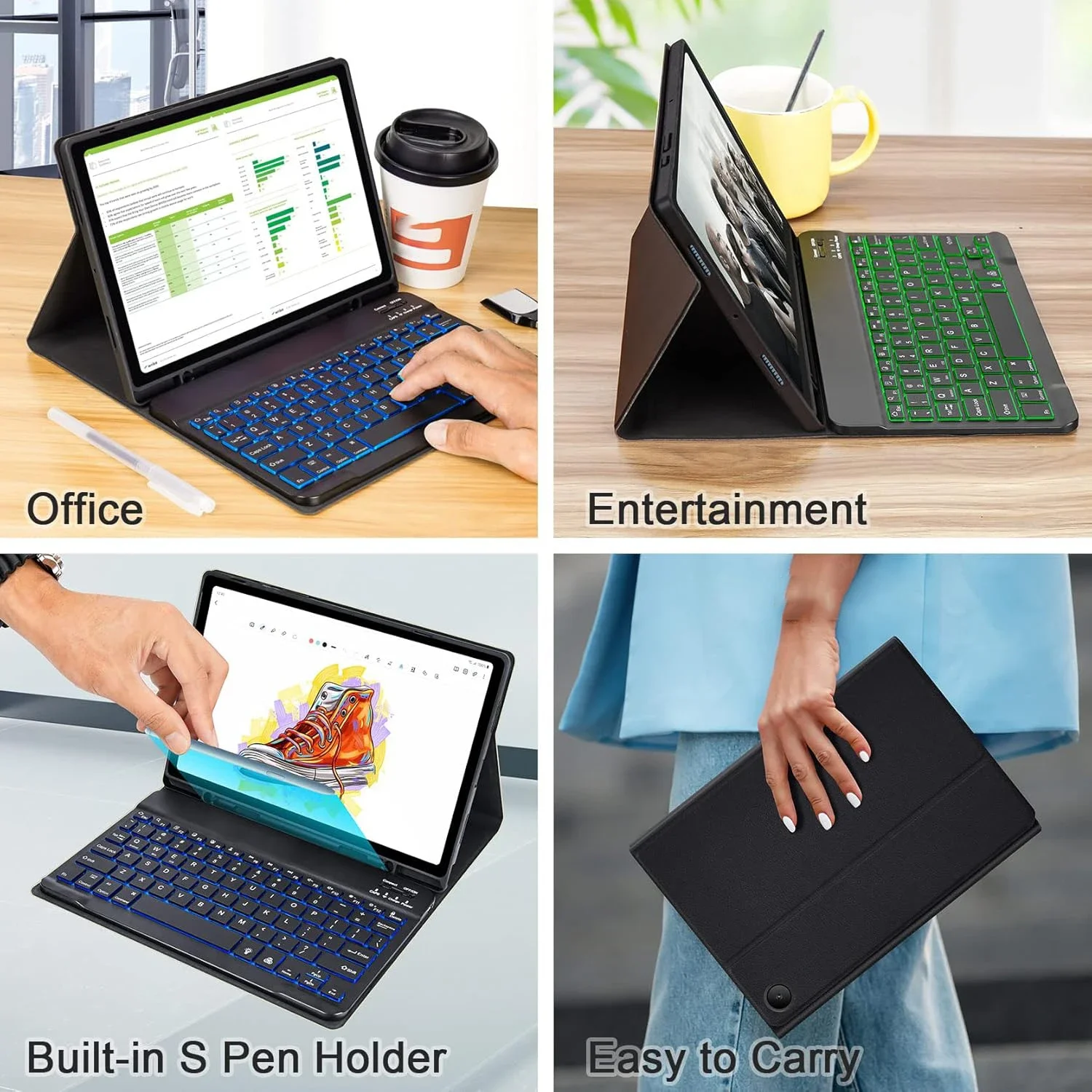 حافظة لهاتف سامسونج جالاكسي تاب A8 10.5 بوصة، حافظة لوحة المفاتيح لهاتف سامسونج جالاكسي تاب A8 10.5 بوصة SM-X200 SM-X205 SM-X207 #6