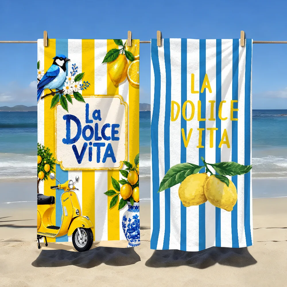La Dolce Vita Lemon Towel Soft Pool Gift For Travel Gym Shower Camping Quick Dry Sports Large Beach Towels