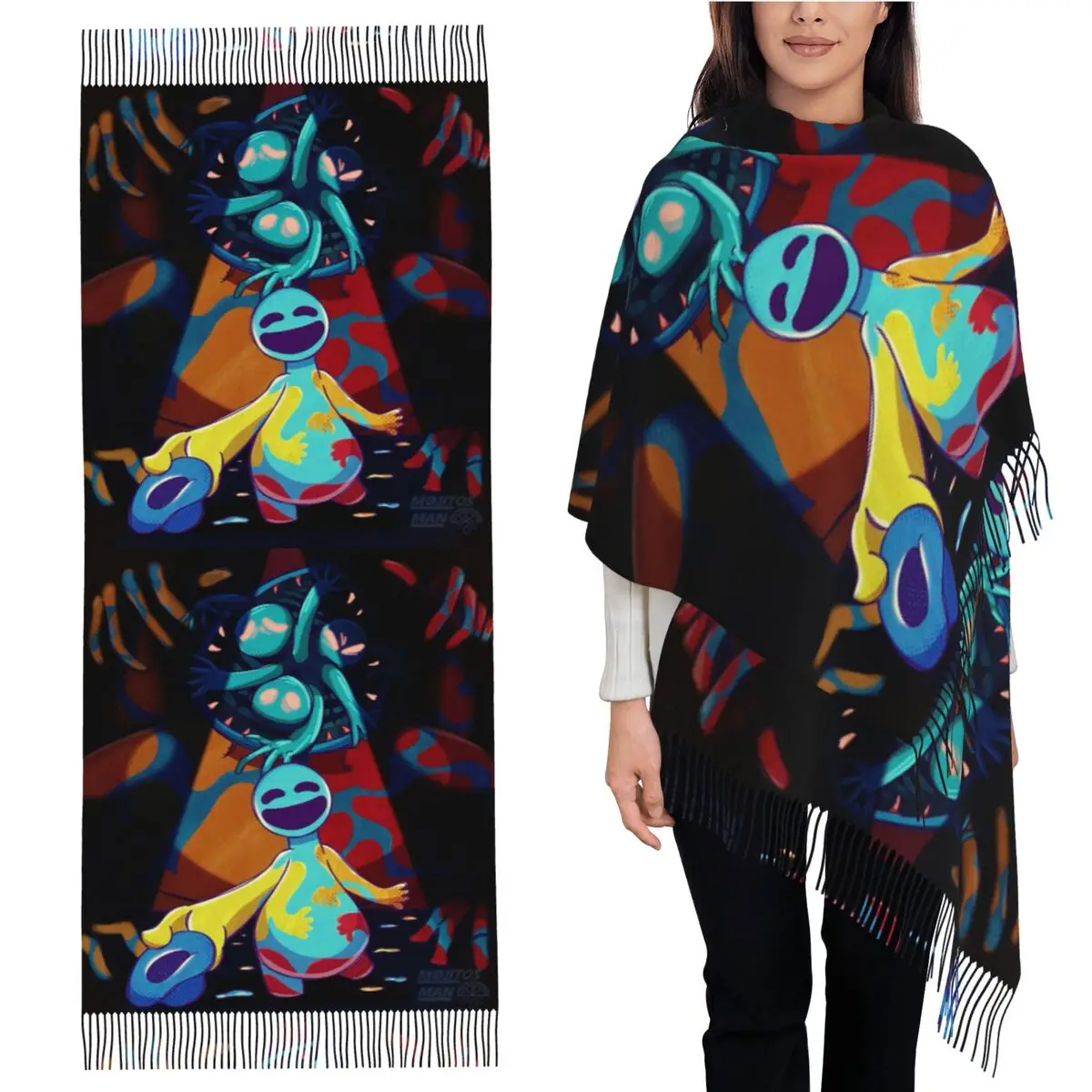 

Doey Doughman Horror пианозавр шарф шарфы с кисточками женские мягкие теплые шали и накидки длинная осенне-зимняя шаль