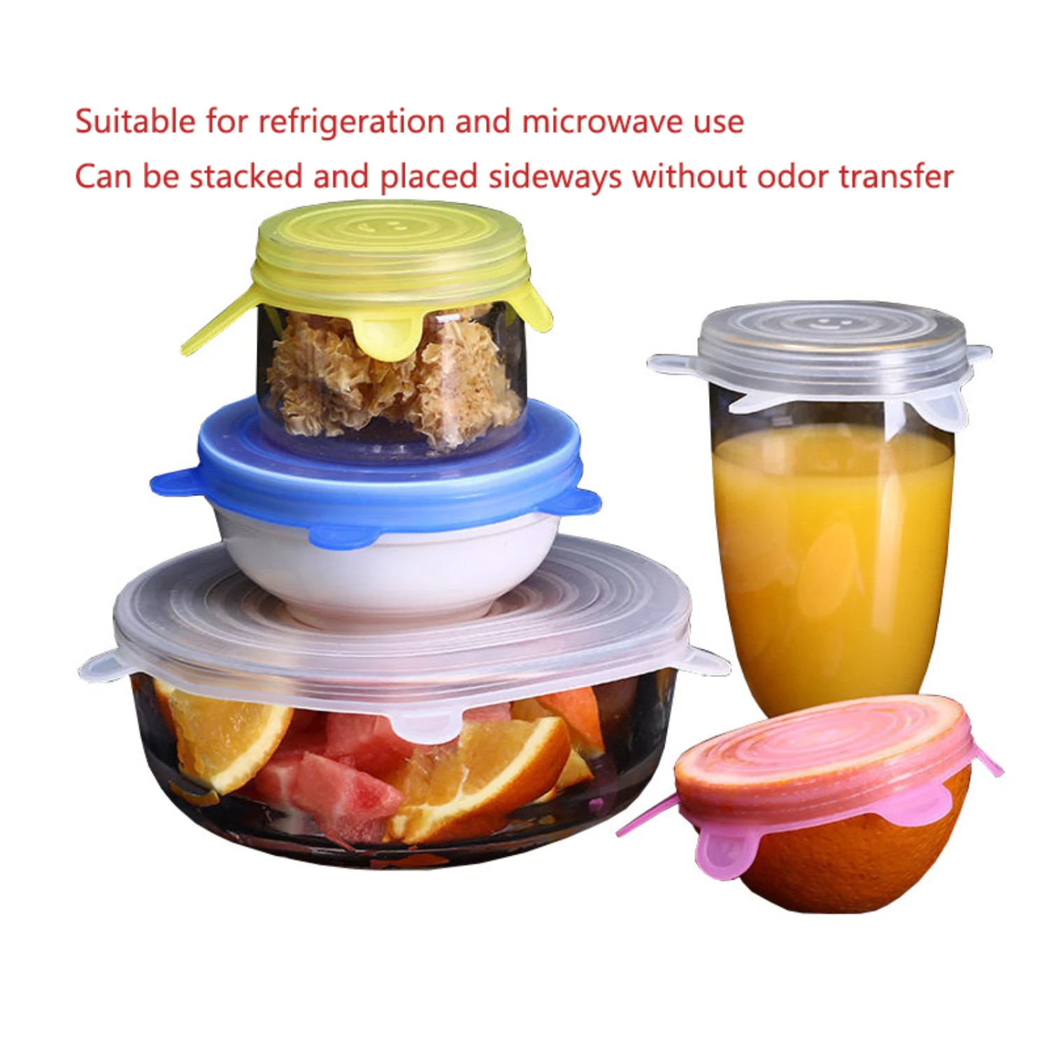 6-Piece Versatile and Durable Fresh-Keeping Silicone Lids Set - Preserve Food Freshness at Home with Bowl Covers Modern plates