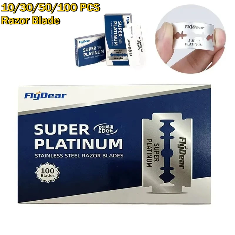2026 Double Edge Safety Razor Blades 10/30/50/100 count, Stainless Steel Old-Fashioned Manual Shaving Blades for Shop & Personal