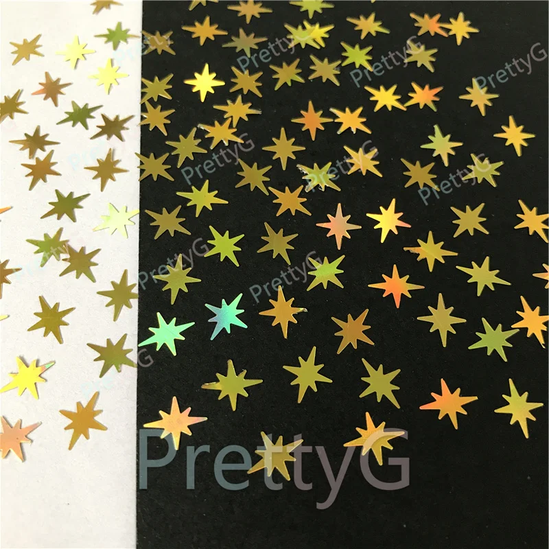 PrettyG 8mm Exploding Star Glitter Shape Holographic Color Shape Sequin Shiny Glitter Supplies For Resin Nail Art DIY Decoration