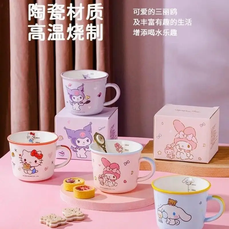

Sanrio Hello Kitty Cinnamoroll Anime Kawaii Ins Ceramic Mug Cute My Melody Kuromi Home Milk Drink Coffee Cup Birthday Gifts