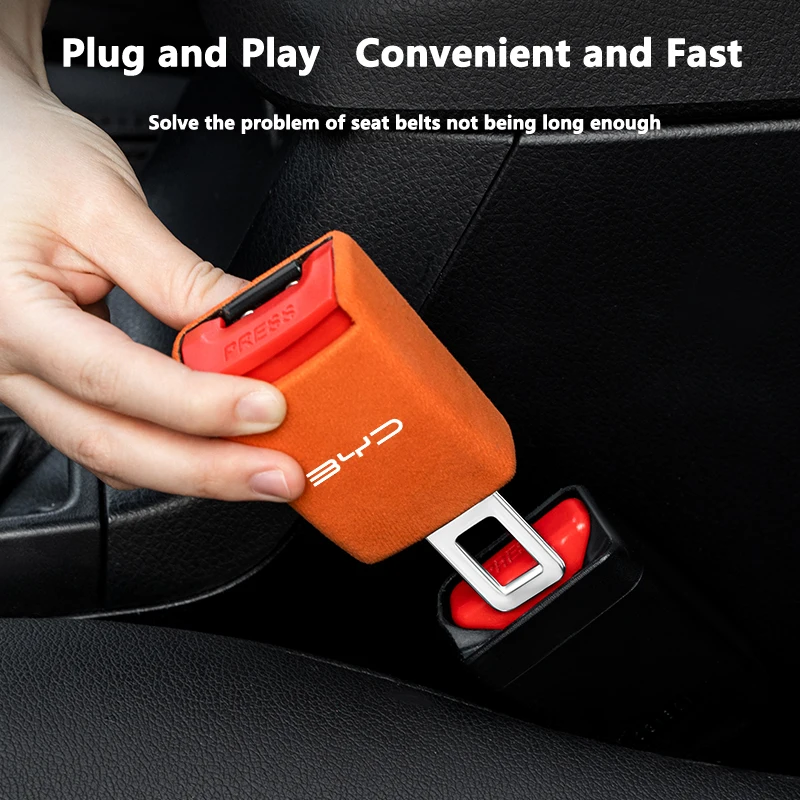 

New Car Suede Safety Belt Buckle Extension Thick Plug Extender For BYD Song Qin Han EV Tang DM 2018 PLUS Song Pro MAX Yuan Car