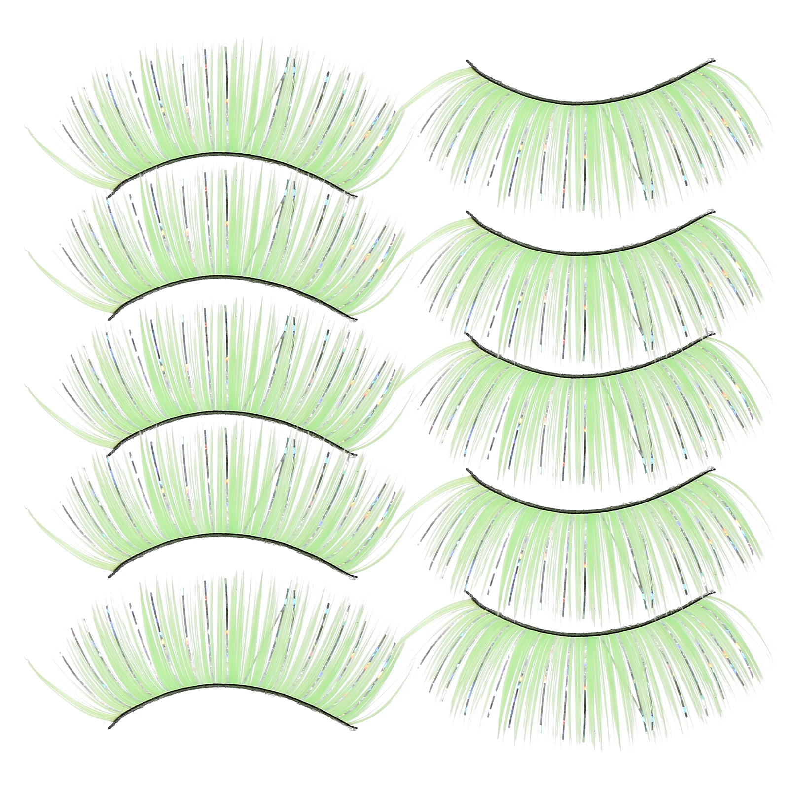 

5 Pairs Extra Long False Eyelashes Halloween Colored Chemical Fiber Artificial Lashes Women Party Stage Makeup Thick Natural