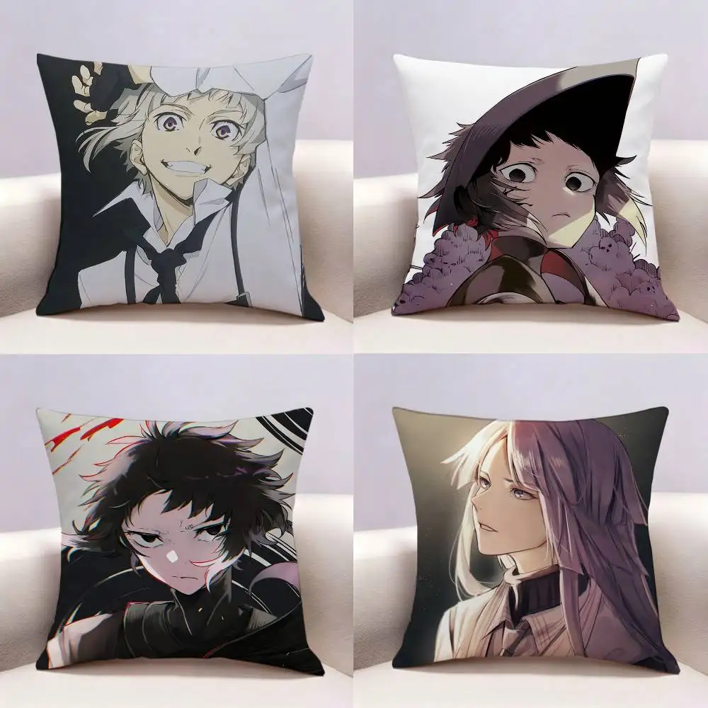 BSD B-Bungo Stray Dogs  Double-sided print Pillow Case Pattern Printed Pillowcase For Living Room Sofa Cushion Cover