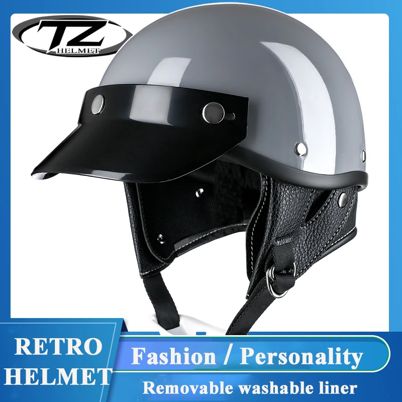 

Retro Half-face Motorcycle Helmets Vintage Locomotive Motorbike Safety Cap for Adults Moto Scooter Helmet with Size M-XXL