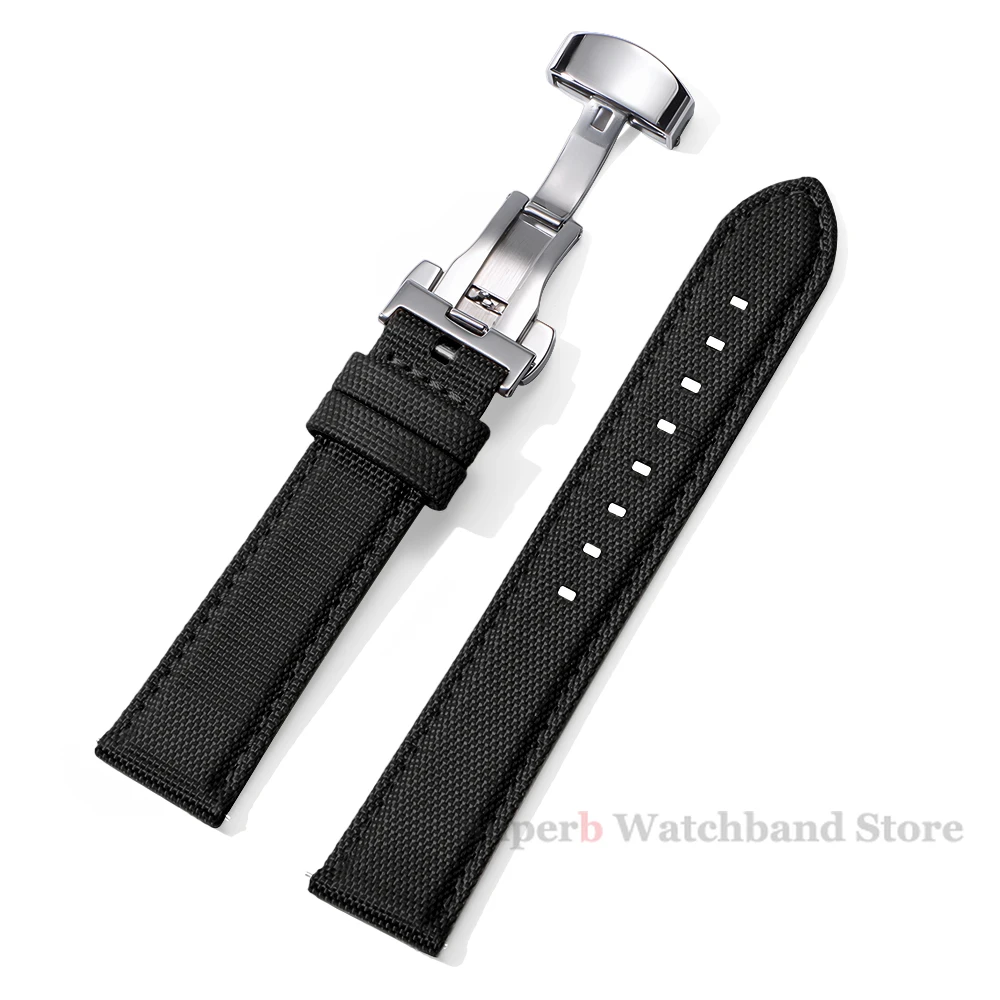 20mm 22mm Sailcloth Watch Strap for Omega for Seiko Nylon Watchband Quick Release Waterproof Sport Band Butterfly Buckle