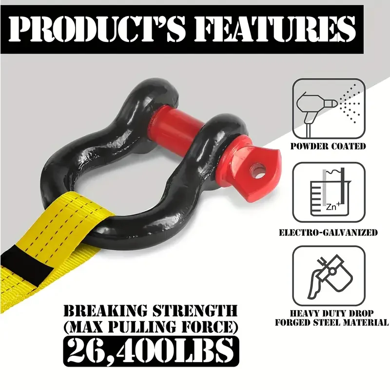 

1pcs Car Trailer Bow Shackle Anti-Rust Galvanized Shackles Vehicle Recovery Towing Kit Vehicle Recovery Towing Car Accessories