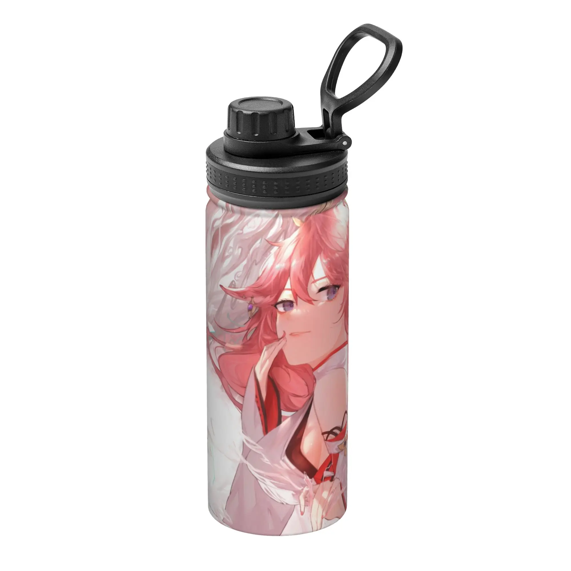 Yae Miko Genshins Impact 18OZ Sports Insulated Kettle  Thermal Cup Stainless Steel Travel Outdoor Mugs Water Bottle