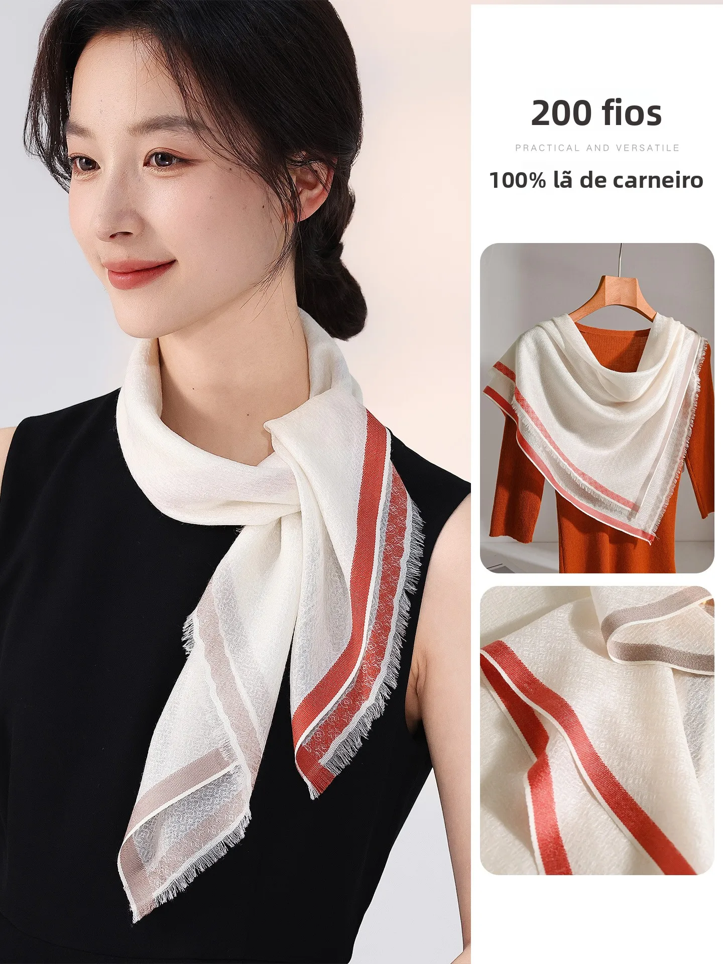 white-pure-wool-scarf-women's-spring-new-style-thin-luxury-neck-warmer-70cm-square-shawl-fashionable-elegant-sensation
