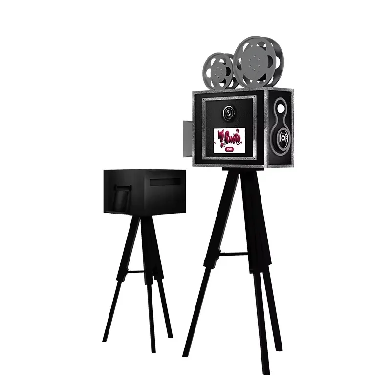 Real Vintage Retro Selfie Photobooth Instant DSLR Wooden Photo Booth Machine Printer Camera Combo for Wedding SLR Compatible