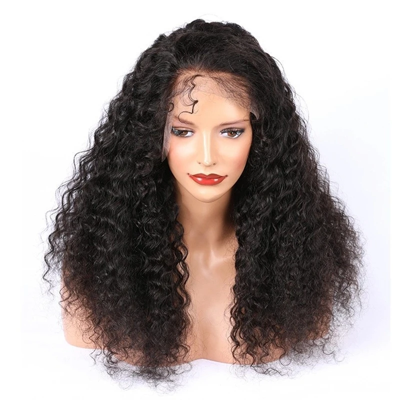 

European and American 's lace front synthetic wigs, African women's long curly hair, small curls, direct sales
