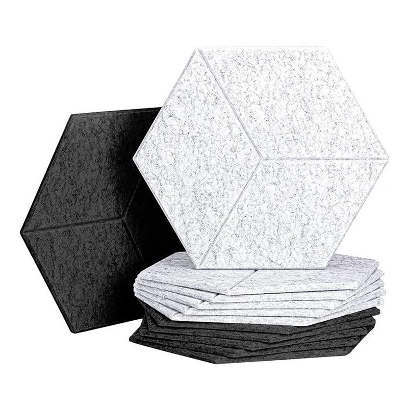 12 Pack Acoustic Foam Panel Hexagon Acoustic Panels For Acoustic Treatment,Beveled Edge Tiles For Echo Bass Insulation