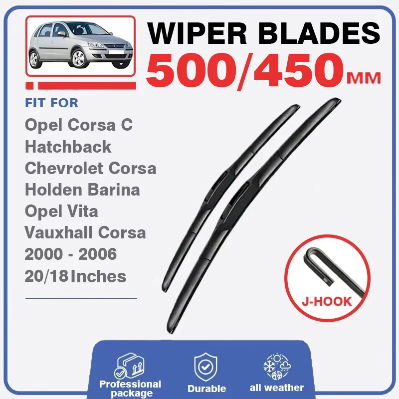 Front Rear Wiper Blades For Chevrolet Vauxhall Opel Corsa C Hatchback 2000 - 2006 Vita Window Windshield Windscreen 20