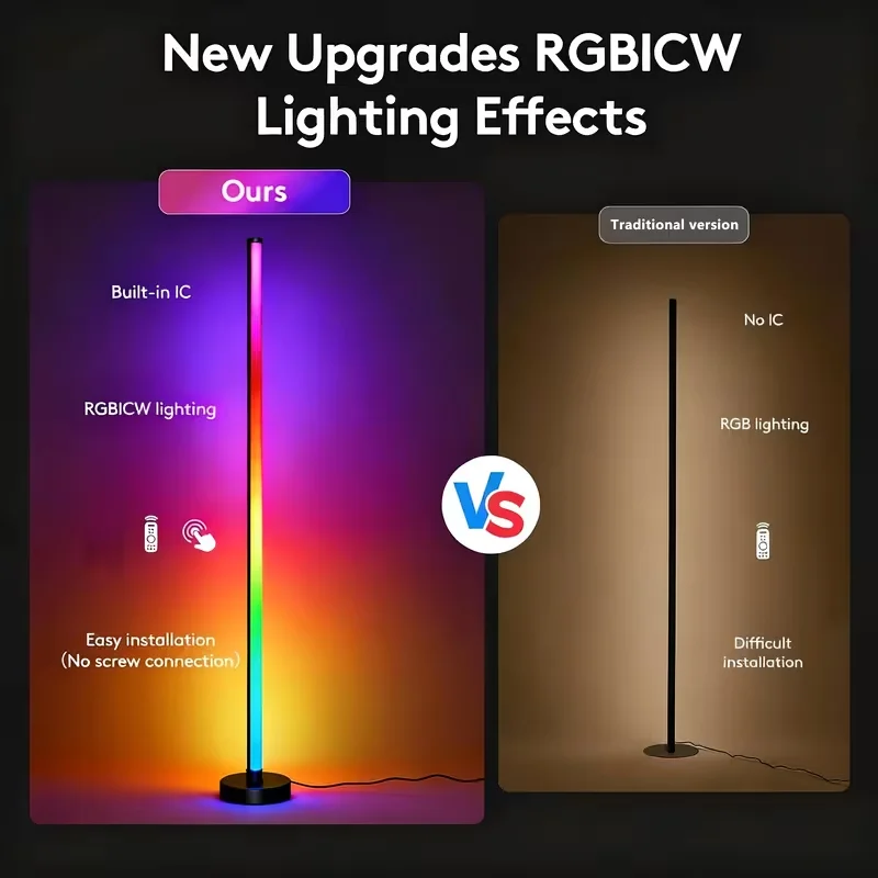 LED Floor Lamp | RGB Color Changing, Remote Controlled, Music-Synchronized Dimming, Ideal for Ballrooms, Gaming Rooms, Family Gatherings, And Festive Living Room Decor