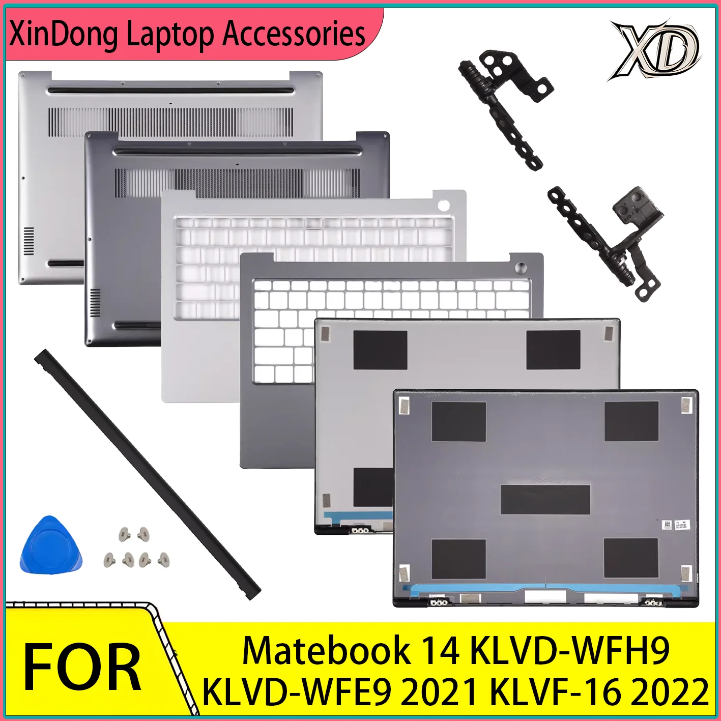 New For Matebook 14 KLVD-WFE9 KLVD-WFH9 2021 KLVF-16 2022 LCD Back Cover/Palmrest/Bottom/Hinge/HingeCover Replace Shell