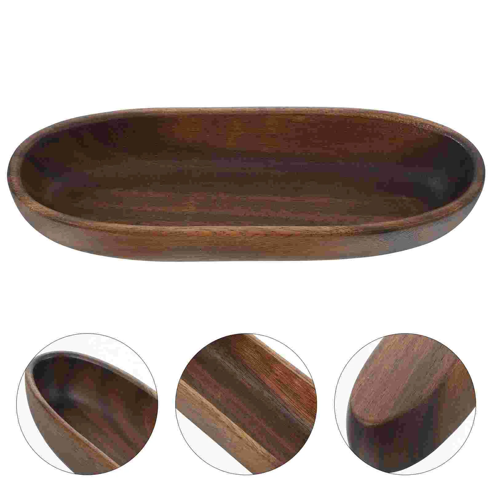 

Appetizer Platter Acacia Wood Tray Dried Fruit Plate Snack Salad Bowl Solid Coffee Table Bowls