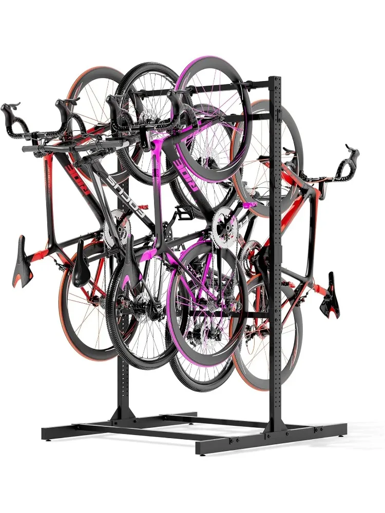 

Вертикальная стойка для хранения вещей на 6 велосипедов для гаража — сверхмощная емкость 600 фунтов, подходит для использования в помещении и на открытом воздухе