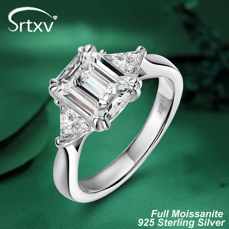 

5cttw Full Moissanite Rings Emerald/Triangle Cut Diamond S925 Sterling Silver For Women Wedding Promise Rings Gifts Jewelry GRA