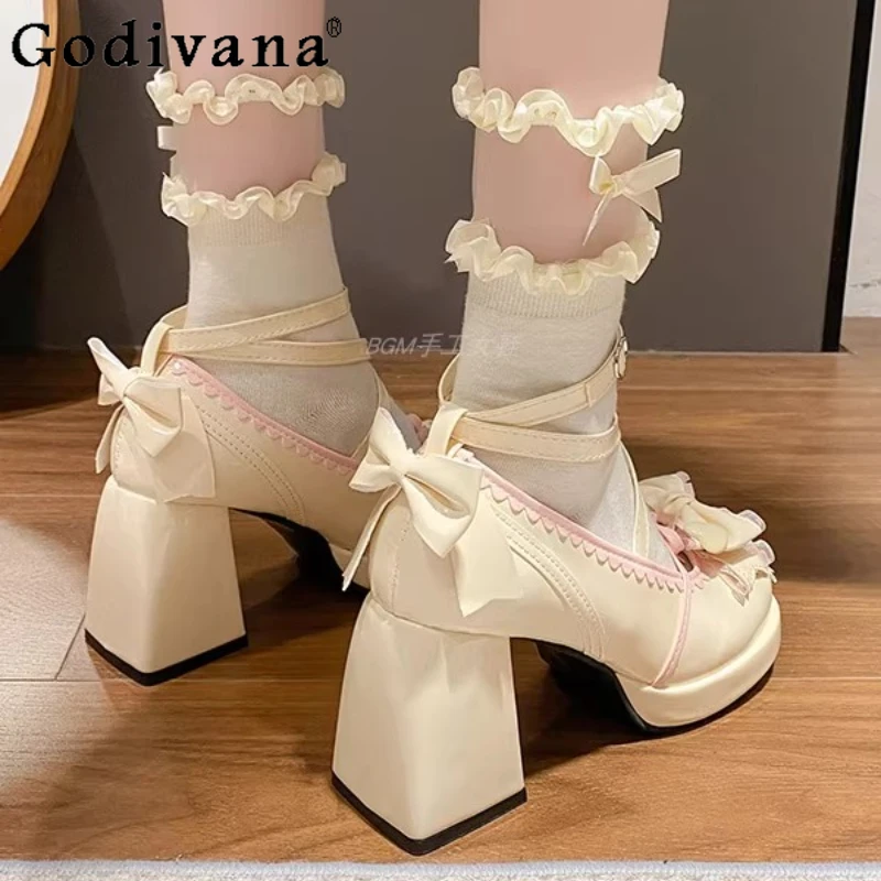 جديد كعب مكتنز ماري جين أحذية النساء اليابانية لوليتا مطابقة فستان أحذية أنثى الأميرة عالية الكعب JK حذا فردي للسيدات #1