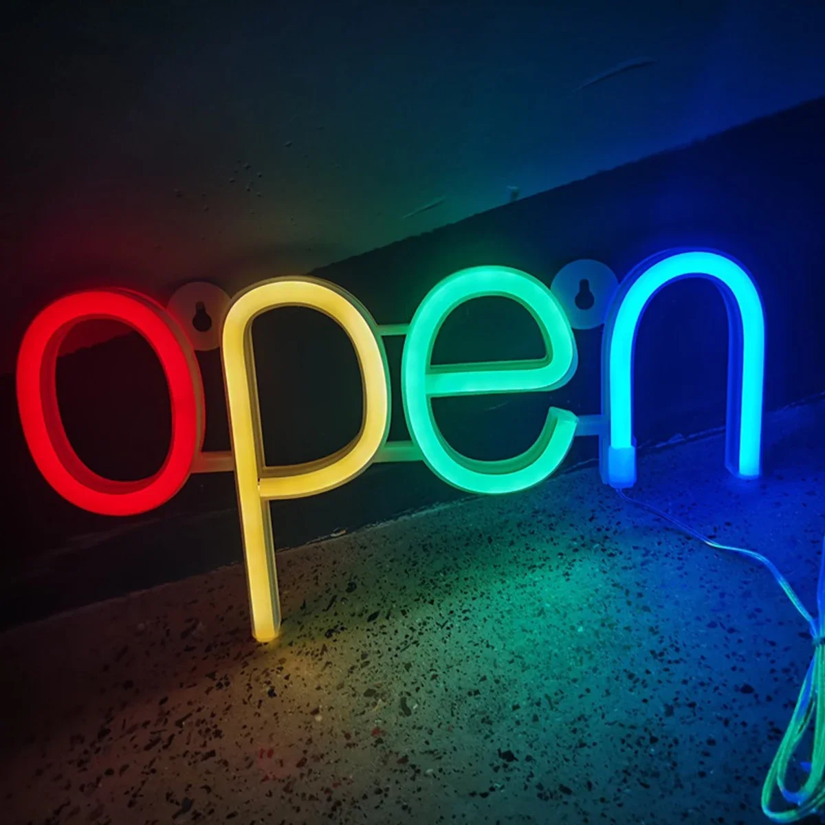 LED Open Neon Sign Night Light Ultra Bright Colorful Lighted Signs Open Business Illuminated Letter Colorful Lighted for Bar Pub