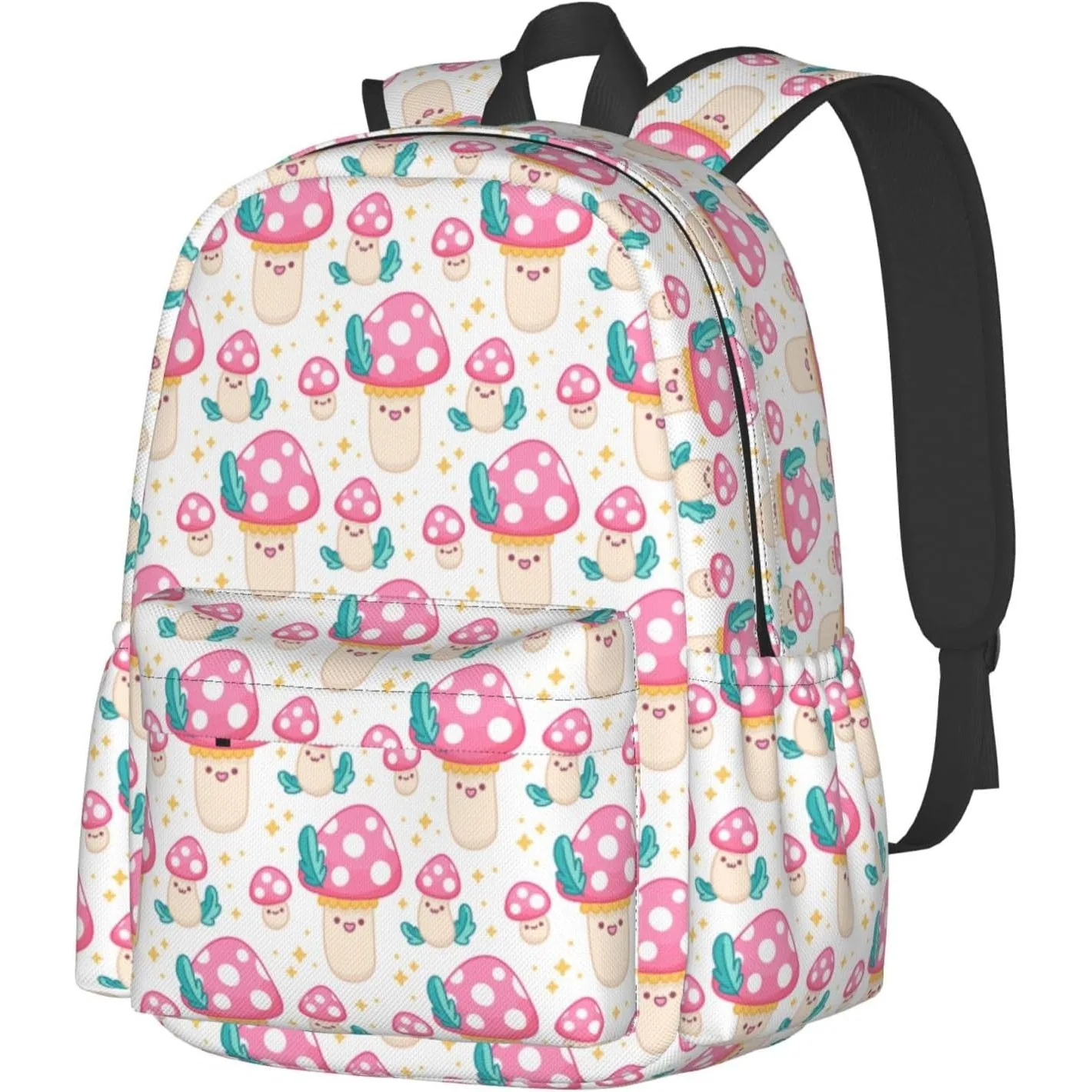 

Daily Backpack Cute Pink Mushrooms Backpacks Travel Laptop Daypack 17 inch Bags for Men Women