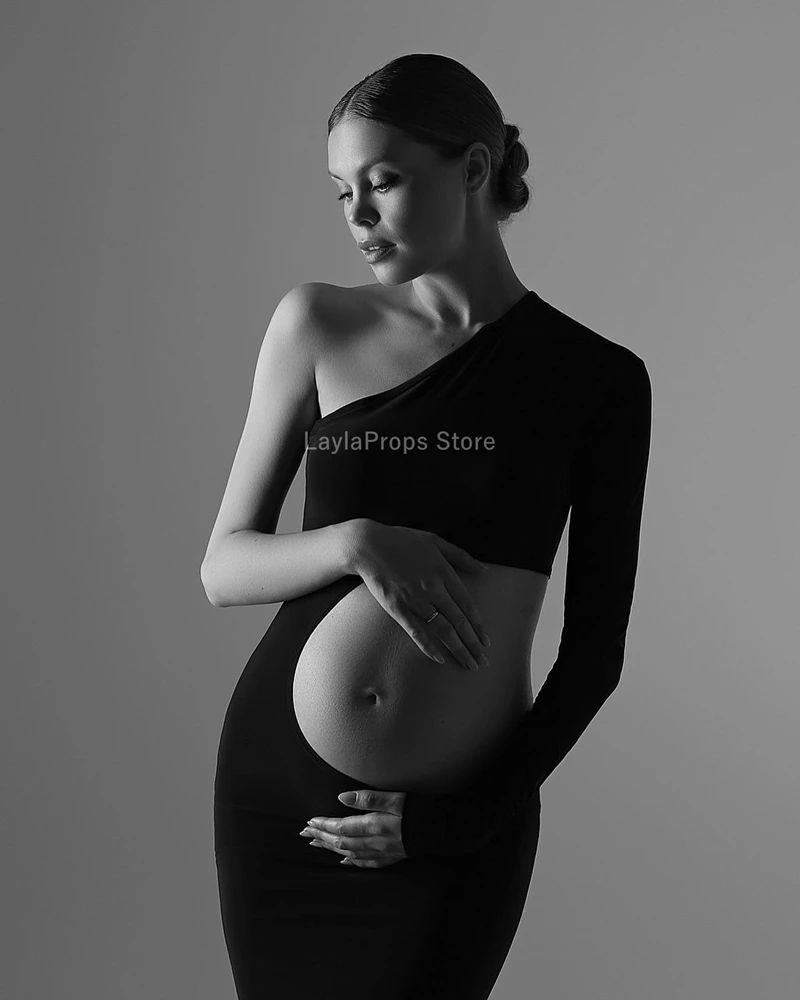 Maternity Dresses Stylish Off-Shoulder Maternity Dress with Long Sleeves Hollow Out Design for Parties Everyday Wear Photography