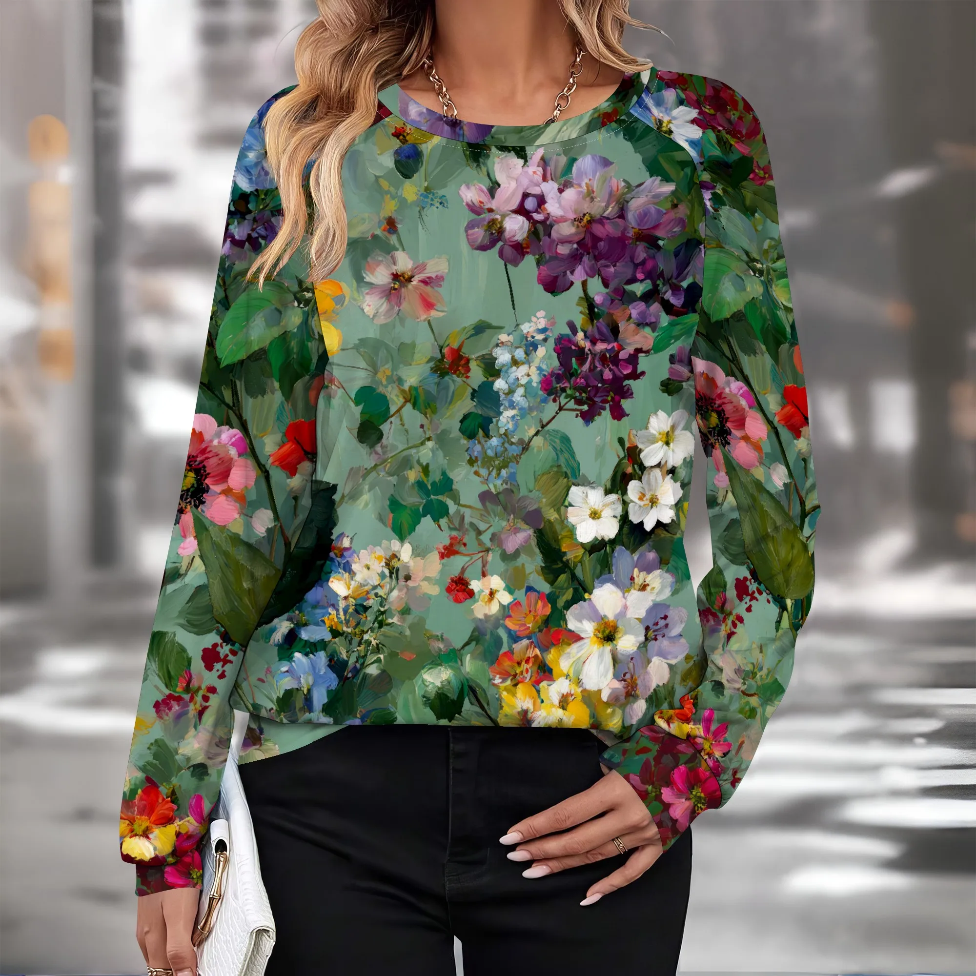 Womens 3/4 Length Sleeve T Shirt Loose Fit Plus Size Crewneck Tops Casual Tees Fashion Summer Flower Graphic Blouses