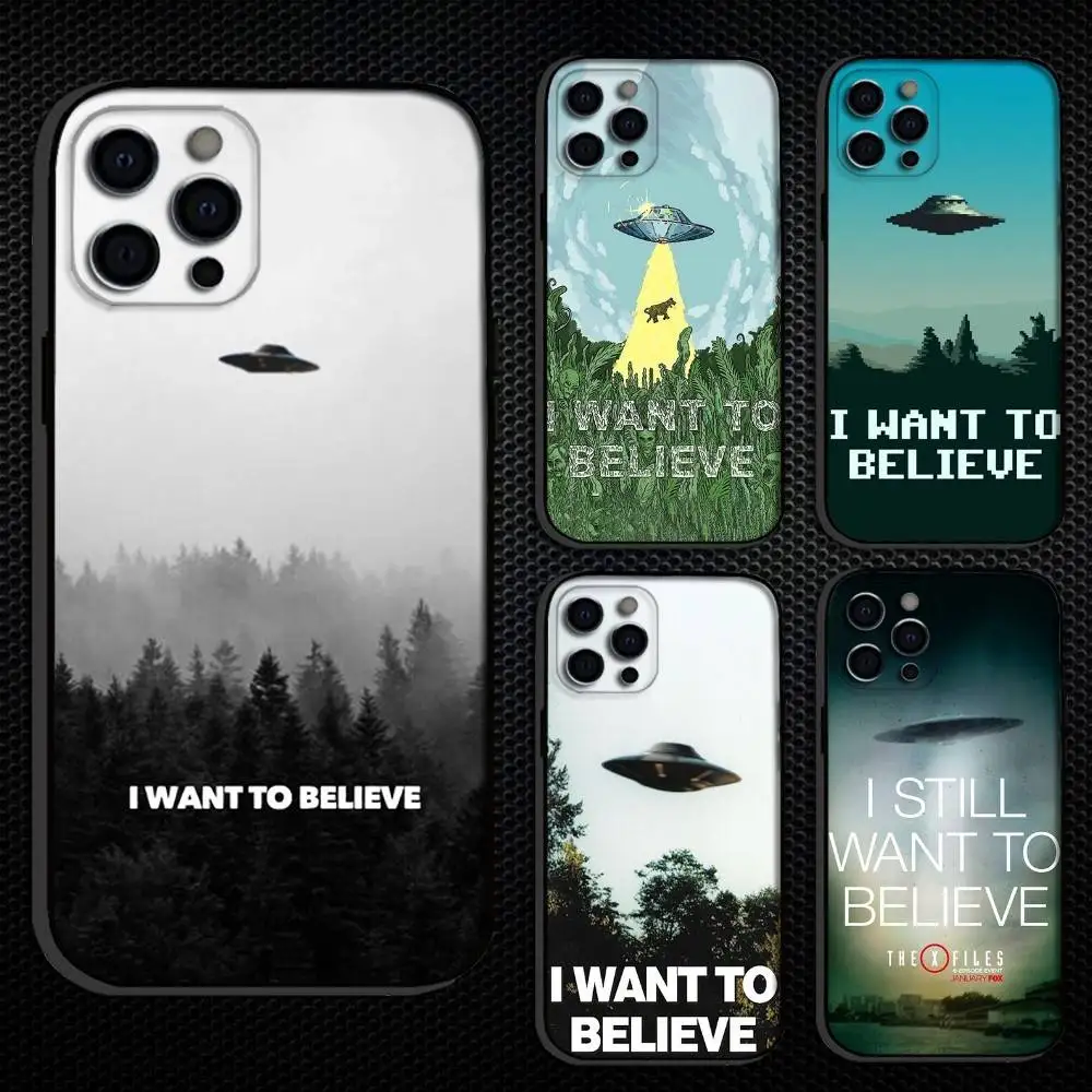 

UFO I Want To Believe Phone Case For iPhone 16,15,14,13,12,11 Plus,Pro Max, Others Soft Black Cover