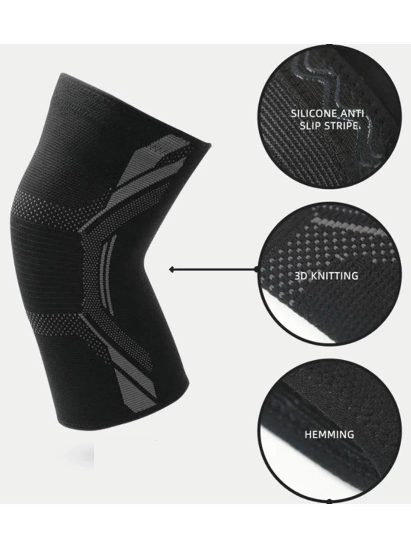 2 Stück hochelastische Kompressions-Kniebandagen, atmungsaktive, unterstützende Kniebandagen mit verstärktem Kniepolster, Kniebandage für Sport und Fitness. – Detail 2