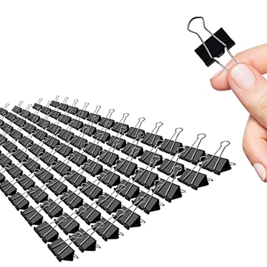 

Small Bder Clips, 96 Pack, /4, Standard 9mm, Black, Capacity 0., Fold Clamp, Paper Clips, Office Clips, School and Home Use