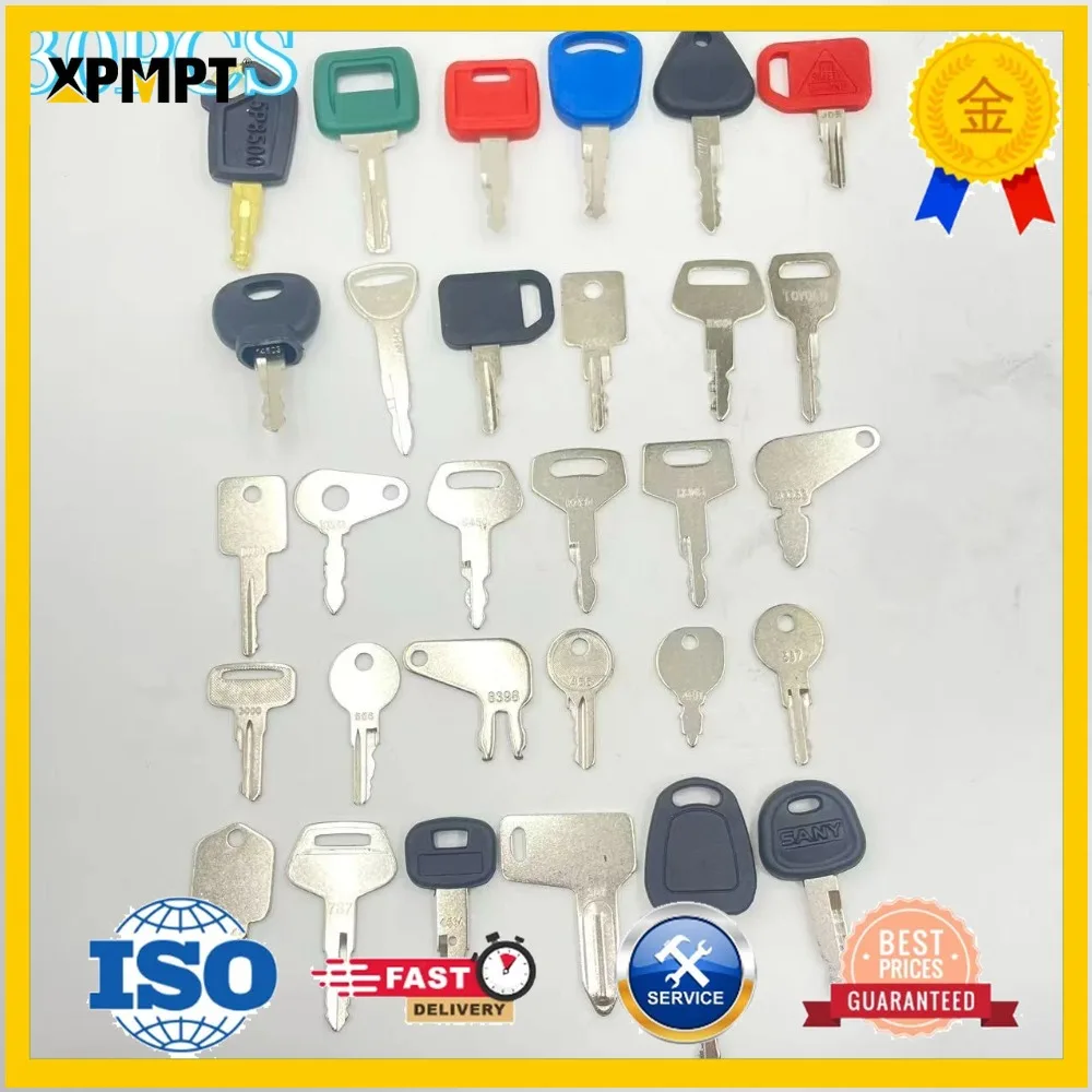 30PCS Heavy Equipment Keys Set For 5P8500 166 455 9901 Komatsu 14601 Kubota Bobcat JLG 455