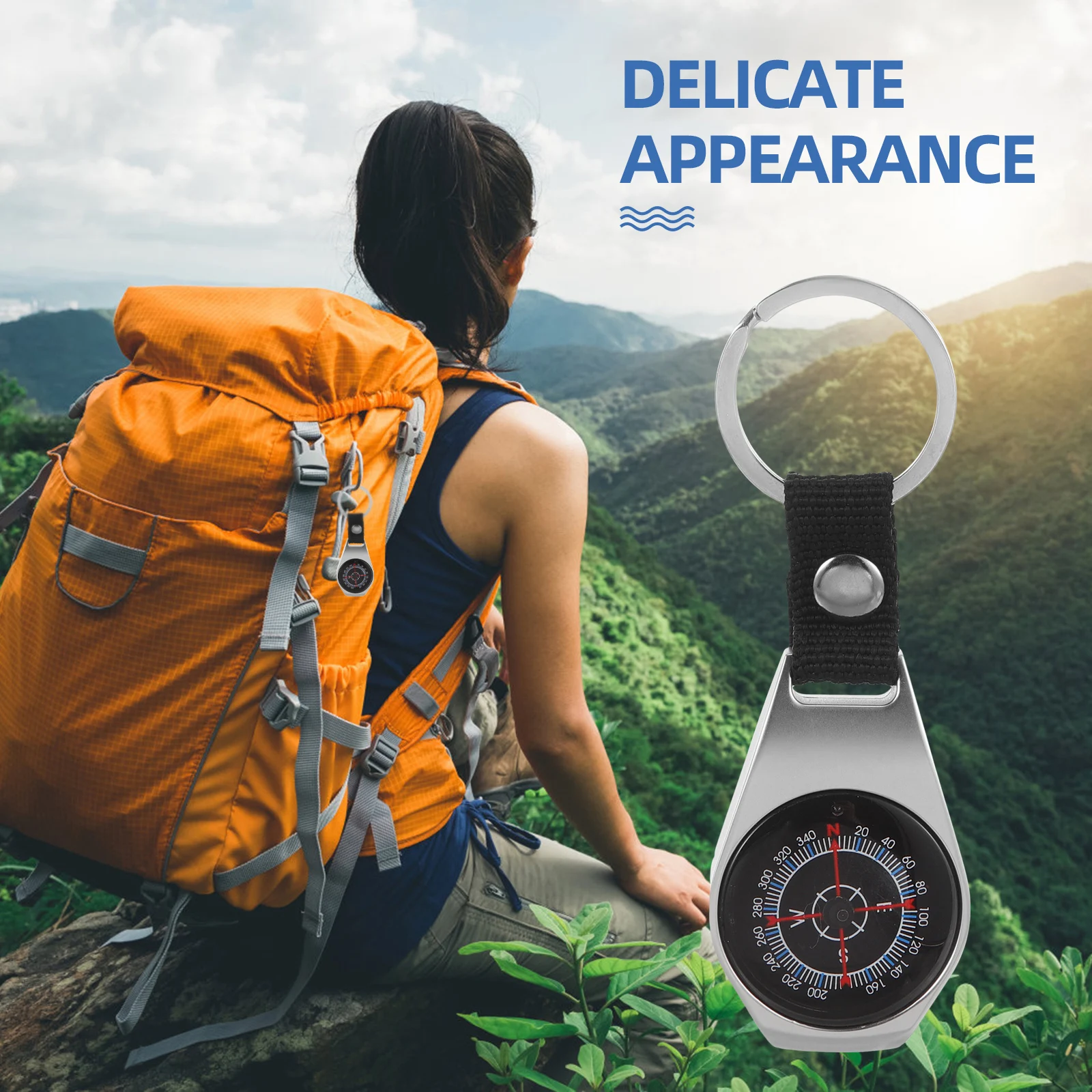 

2Pcs Zinc Alloy Compass Keychain High Precision Outdoor Hiking Survival Camping Pocket Guide Lightweight Navigation Tool