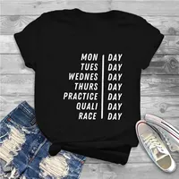 Competition Week Letter Printed T-shirt F1 Formula 1 Racing Women's Street Wear T-shirt Round Neck Women's Wear