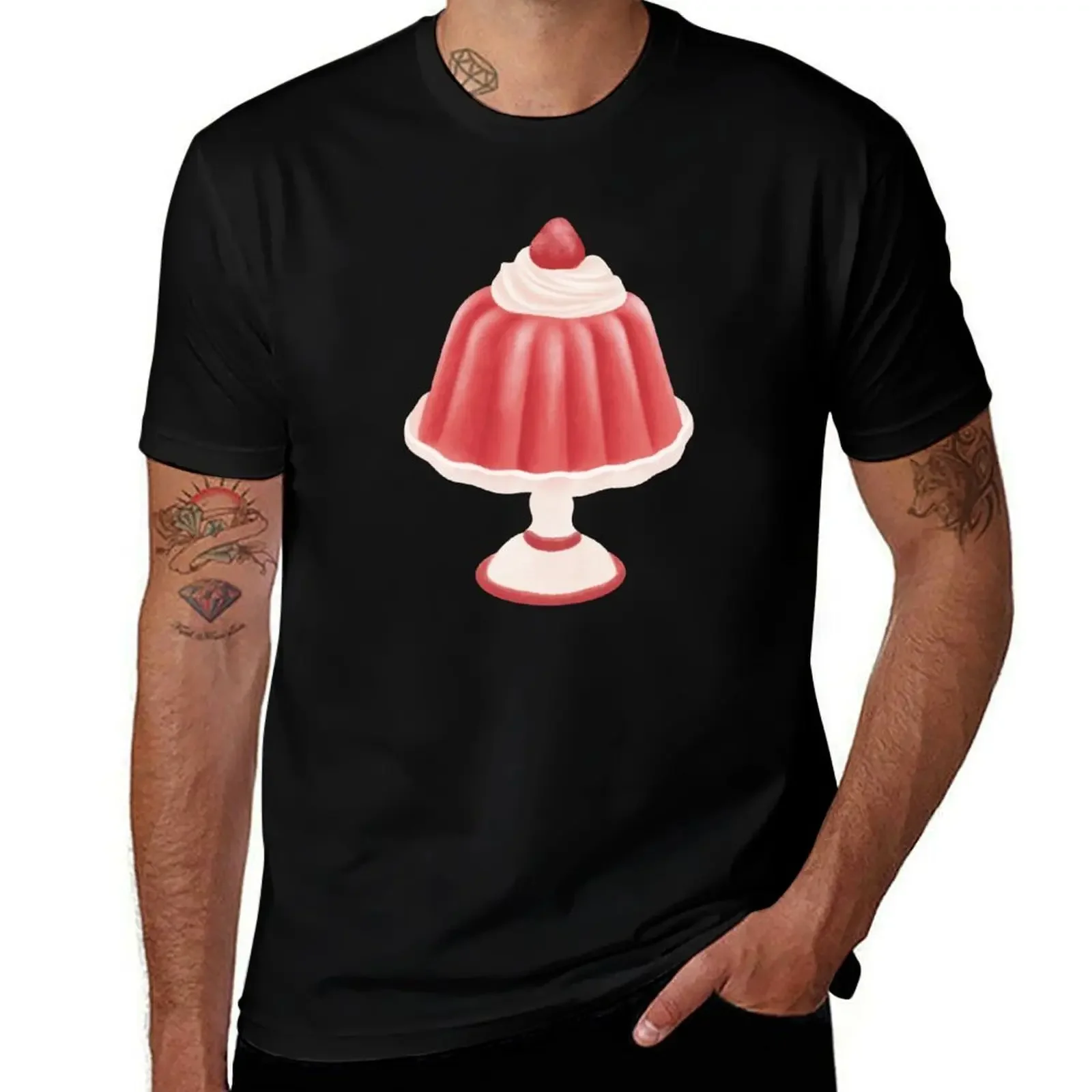 

Sweet Strawberry Jelly Pudding with Cream T-Shirt anime figures animal prinfor boys Louboutins mens big and tall t shirts