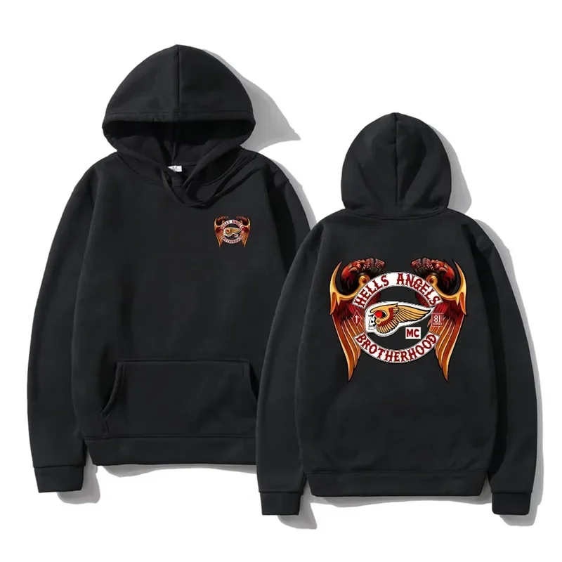 

2024 Winter Cotton Essential Men Hell Angels Support 81 Motorclub Banner Hoodie Sweatshirts Graphic Hoodies Unisex