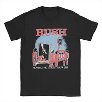 Rush Rock Band Moving Pictures 1981 Tour T-Shirt Adult Y2K Pure Cotton T-Shirts Summer O-Neck Fashion TeeShirt  graphic t shirts