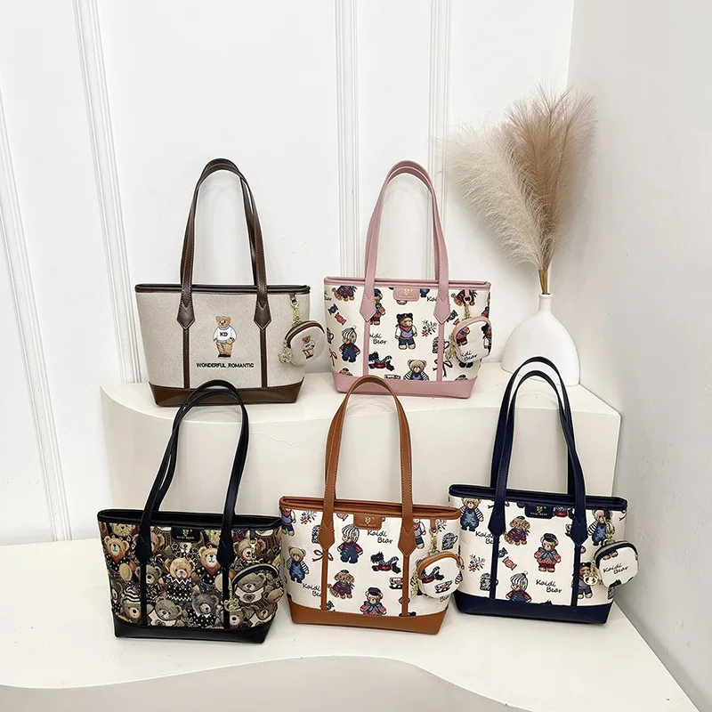 

‌Kitty Bear 2025 New Casual Roomier Tote Bag Women Street Chic Shoulder Bag Large Capacity Crossbody Purse