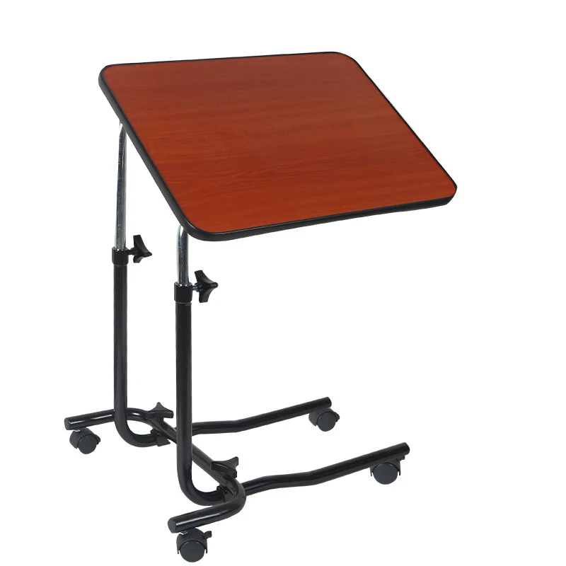 Hospital Furniture Steel Height Adjustable Movable Dining Table Medical Over Bed Table Bedside Table