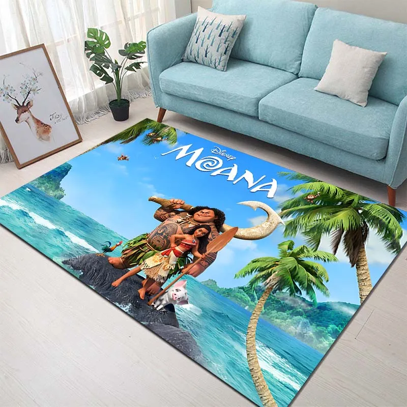 

1PC Disney Moana Print Cartoon Carpet Rug for Home Living Room Bedroom Sofa Doormat Decor Non-slip Floor Mat Child Area Rug Gift