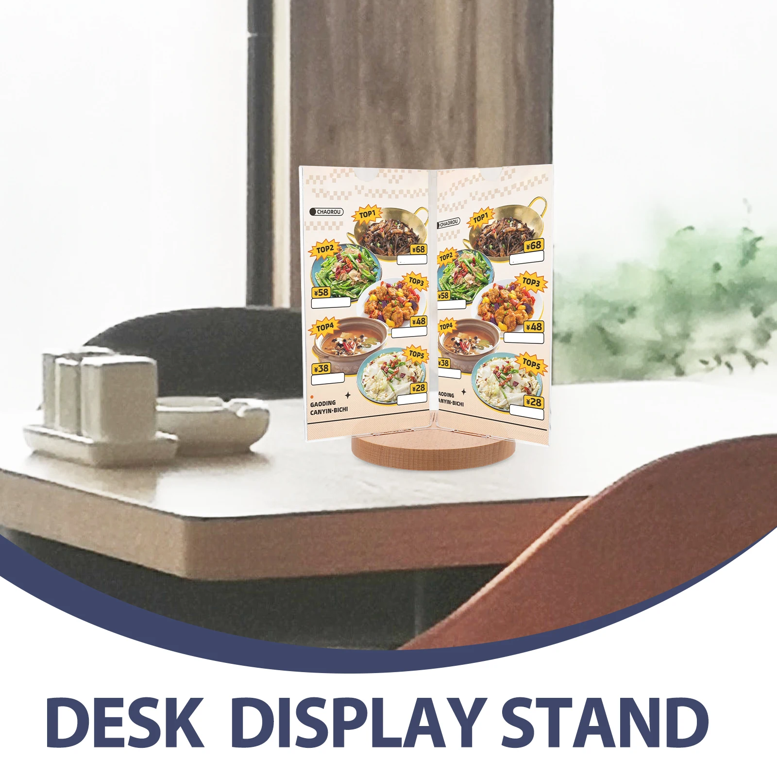 

Six Sided Rotating Menu Holders 9x18cm Base Display Stand Multi Side Sign Frame Tabletop Acrylic Holder Vertical Display