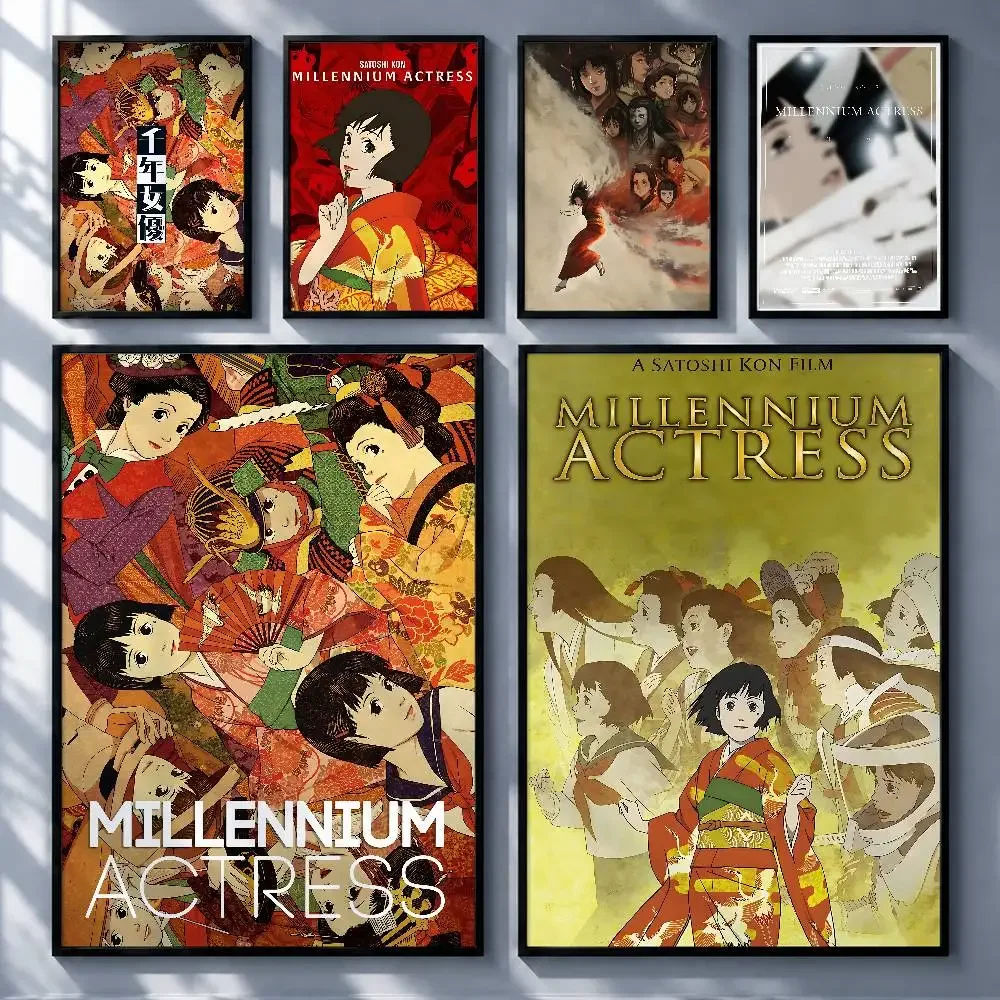 Classic Anime Millennium Actress Posters Premium Self-Adhesive No Residue Wall Sticker for Home Office Bar Decor