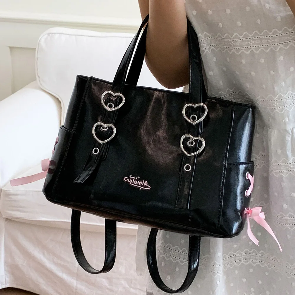 

Модные женские сумки с сердечным дизайном, новинка 2023 года, модная однотонная сумка-тоут, универсальные рюкзаки, элегантные женские сумки на плечо