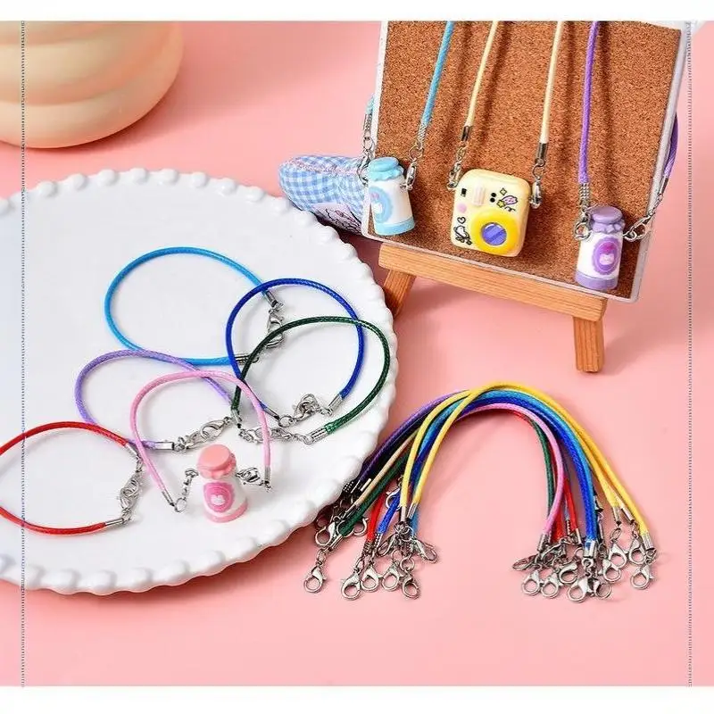 10 Stück Wachsseil-Lanyards 2mm 16cm Doppelkarabinerhaken für Selbstgemachte Modellpuppen-Anhänger Bastelzubehör – Detail 9